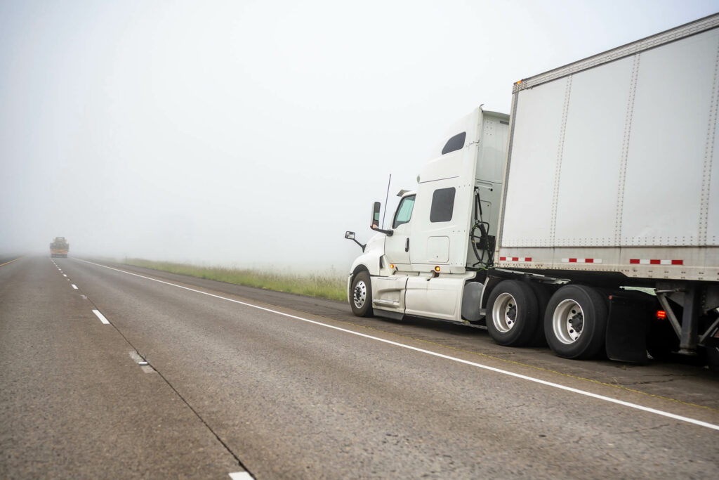 Diesel truck broke down on the side of the highway waiting for T&C Diesel Roadside Assistance