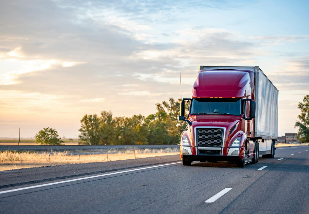 Diesel truck driving down the highway to T&C Diesel